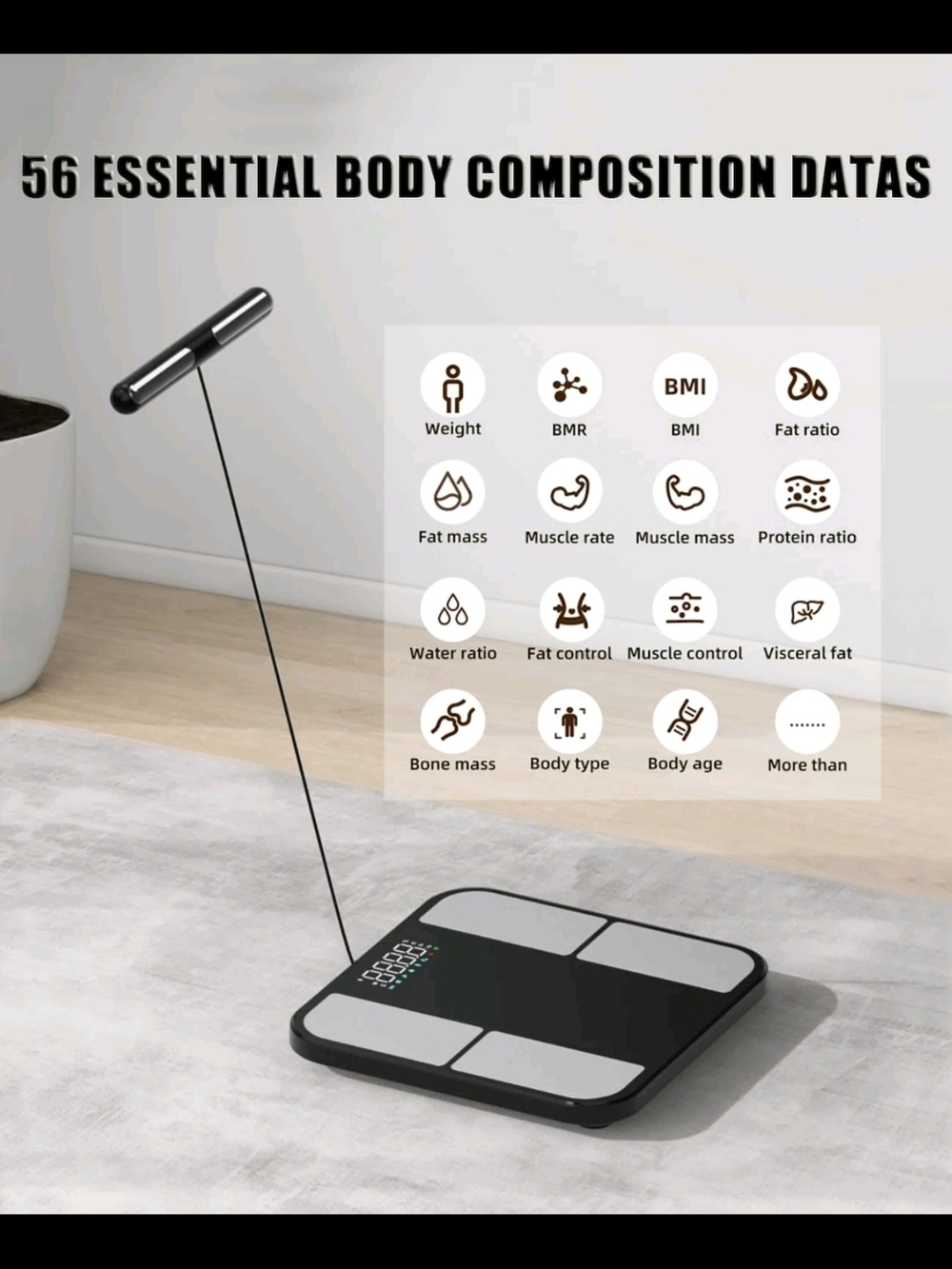 Digital Body Composition Smart Scale in Black and Silver